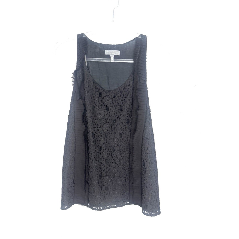 Sachin + Babi Anthropologie Tank Top L Silk Cotton Lace Black Whimsigoth - Picture 3 of 6